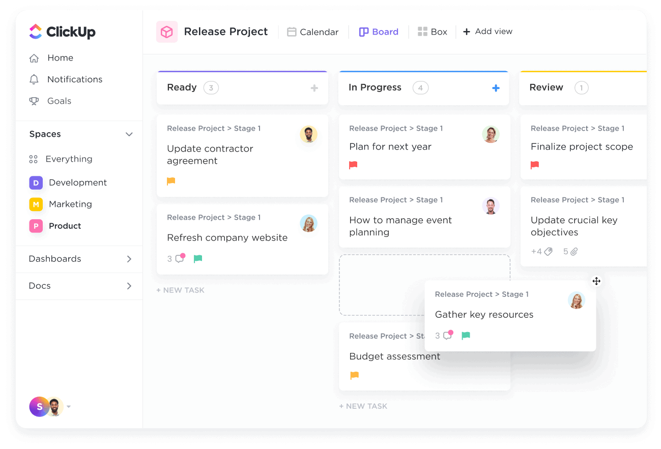 ClickUp board view Kanban