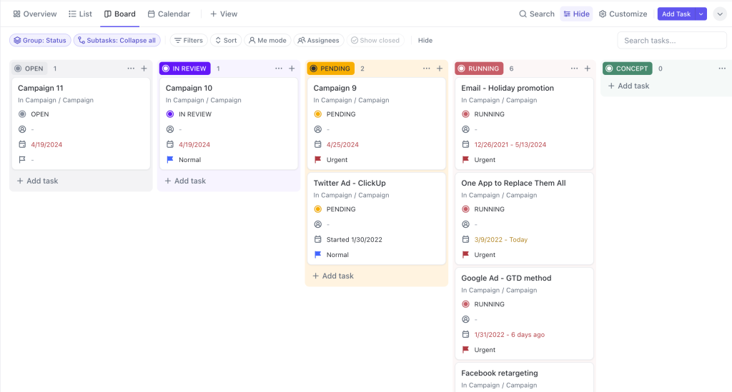 ClickUp kanban