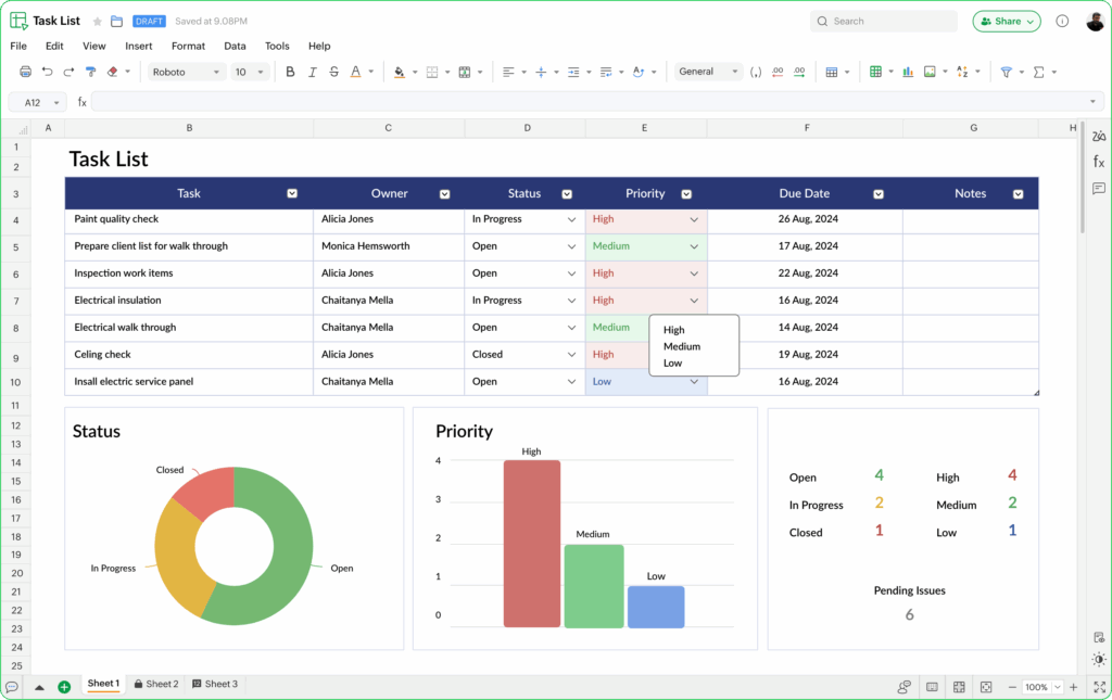 Zoho Sheets