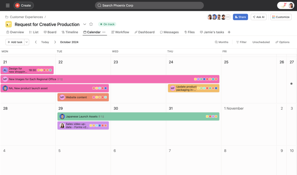 Asana Calendar