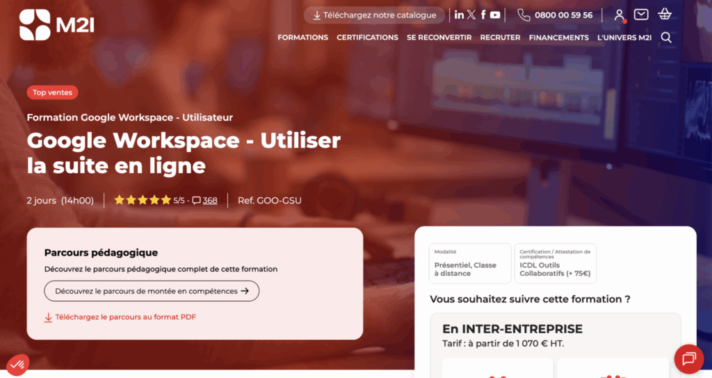 Formation Google Workspace par M2i Formation