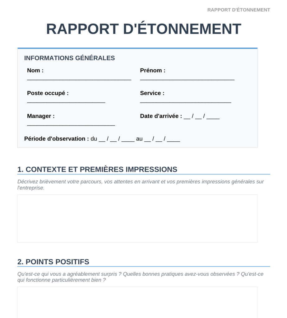 Rapport étonnement exemple