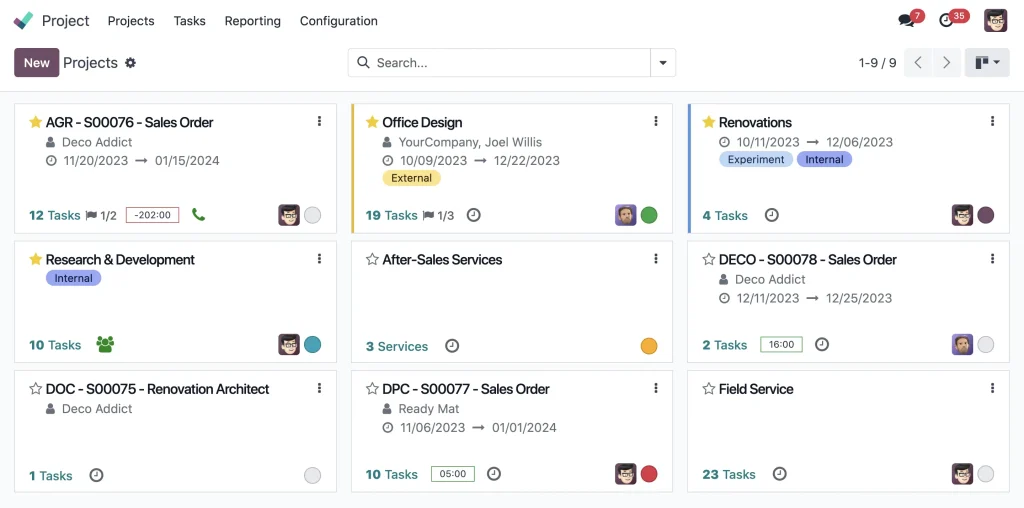 Odoo gestion de projet