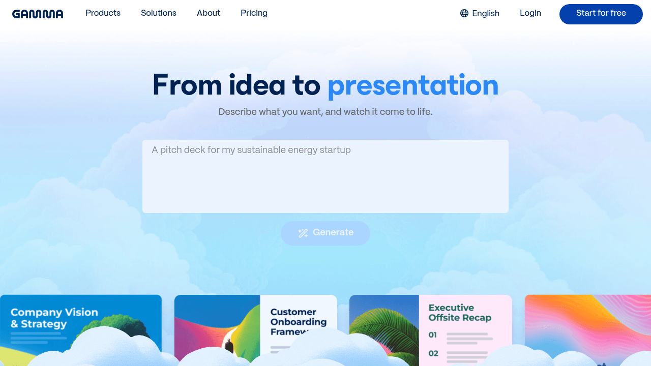 Gamma, créer une présentation gratuite avec IA en ligne