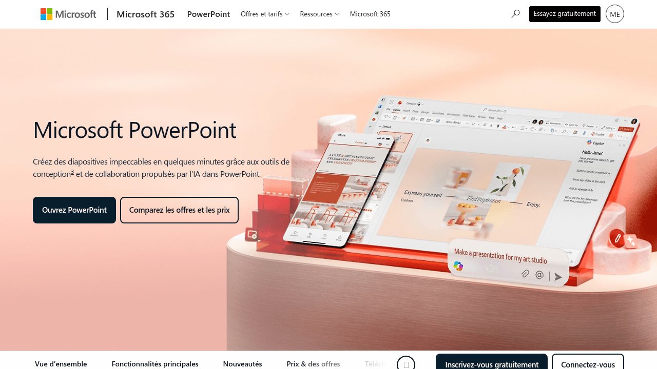 Microsoft PowerPoint pour le web, version gratuite en ligne