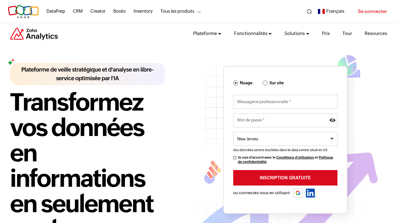 Interface de Zoho Analytics