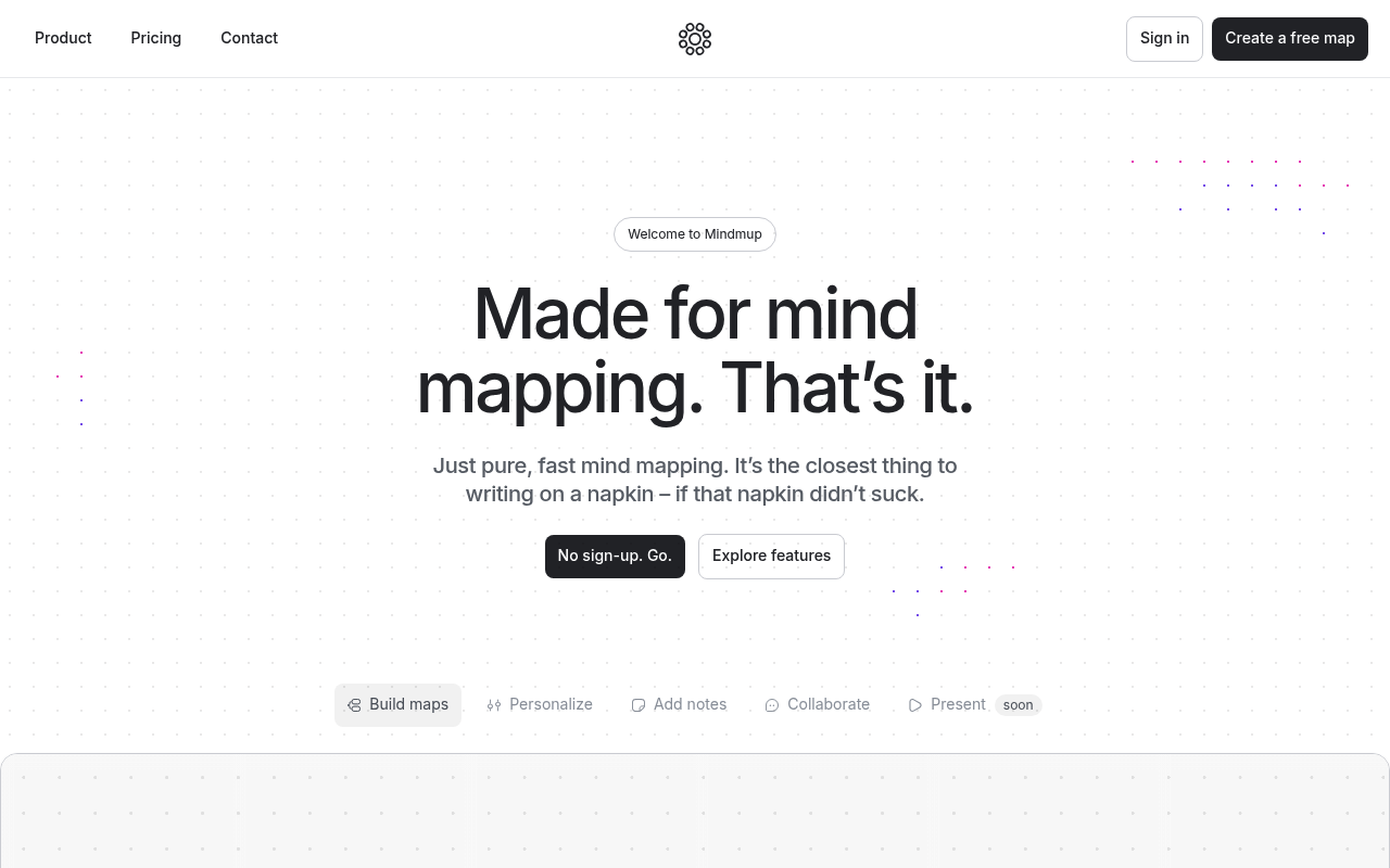 Interface de MindMup