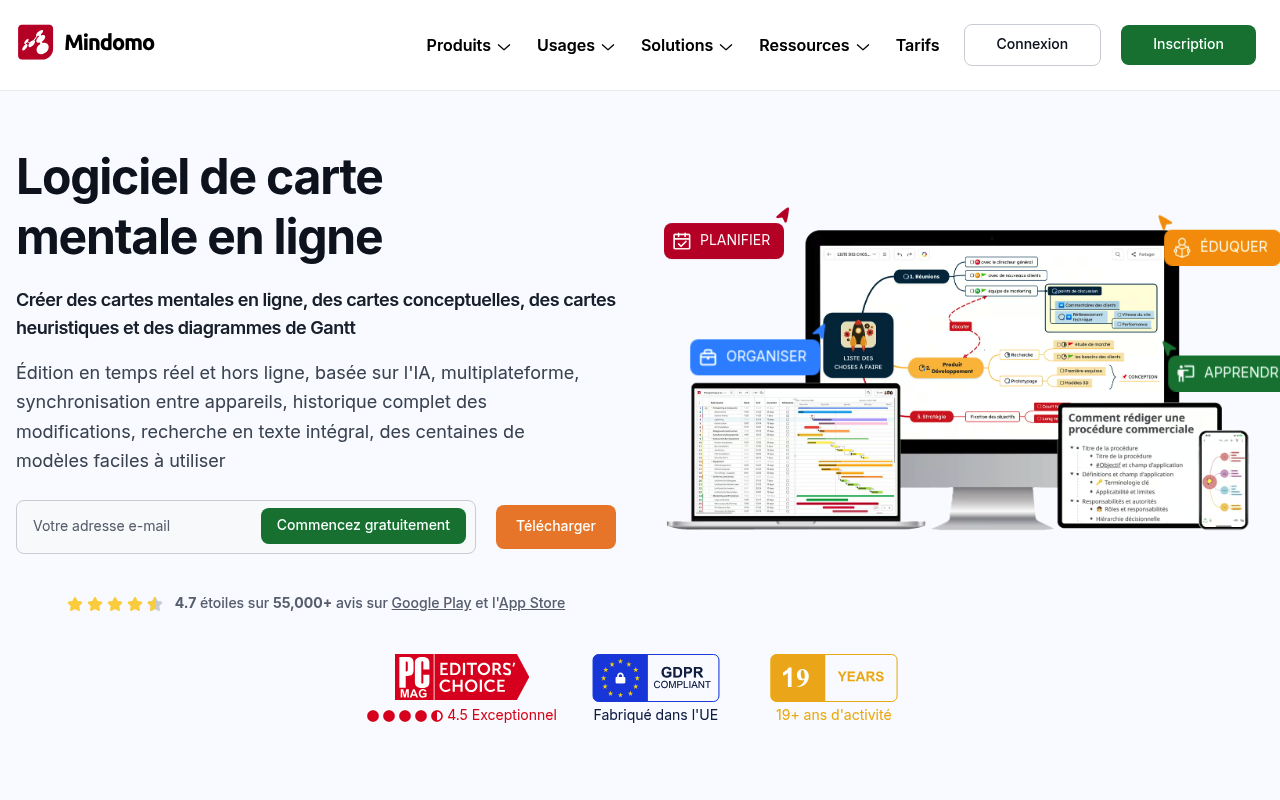 Interface de Mindomo