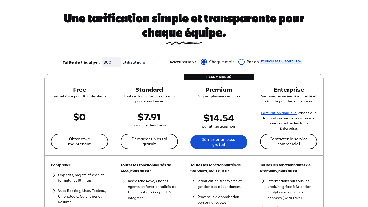 Grille tarifaire française de Jira en 2026