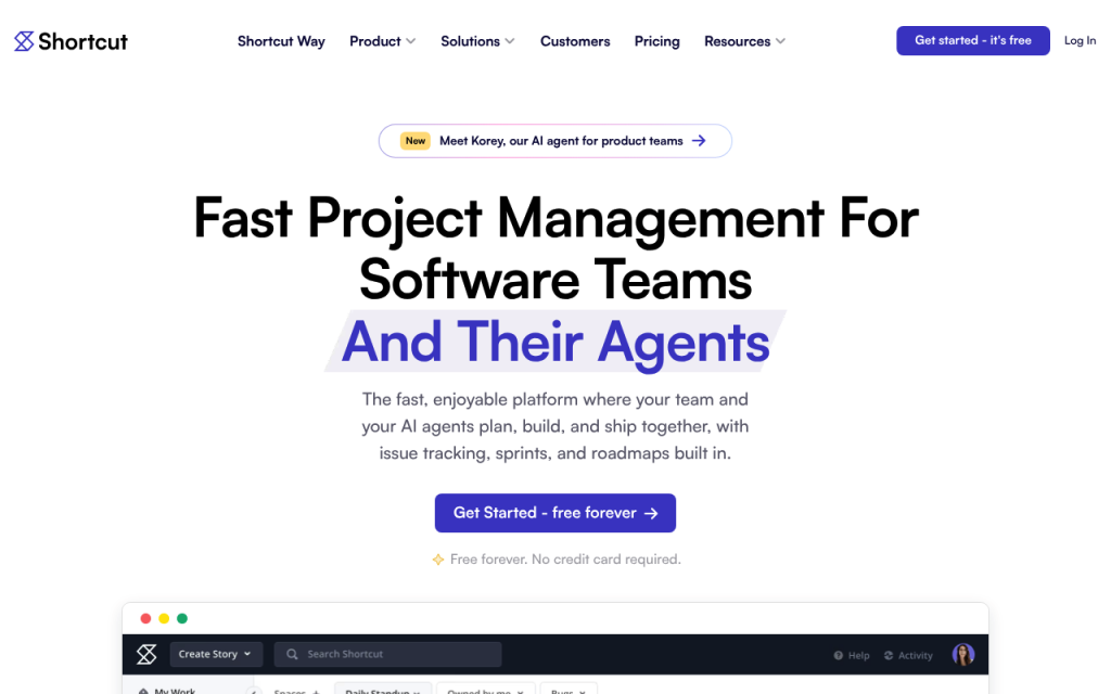 Shortcut gestion de projet développement