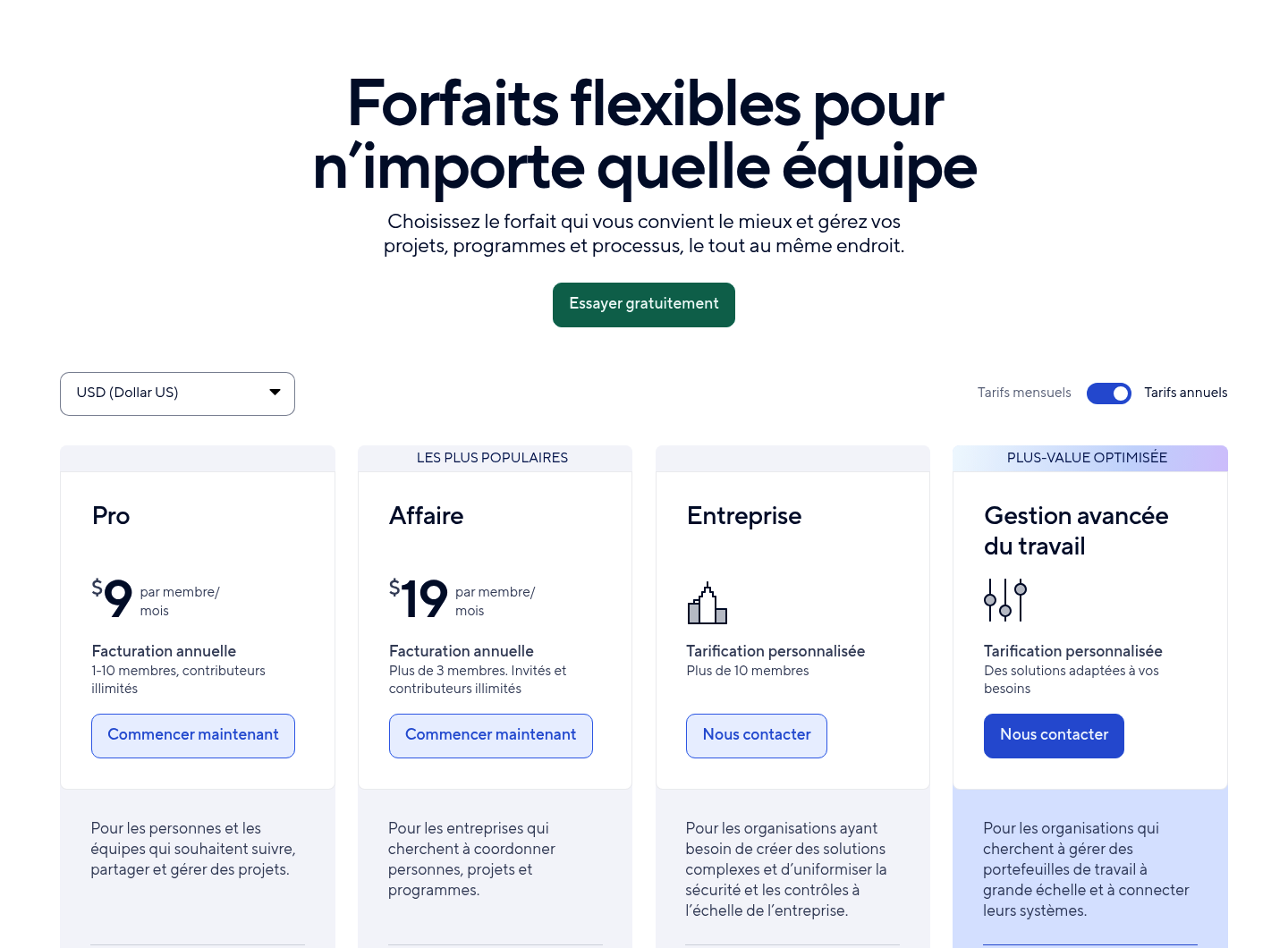 Grille tarifaire française de Smartsheet en 2026
