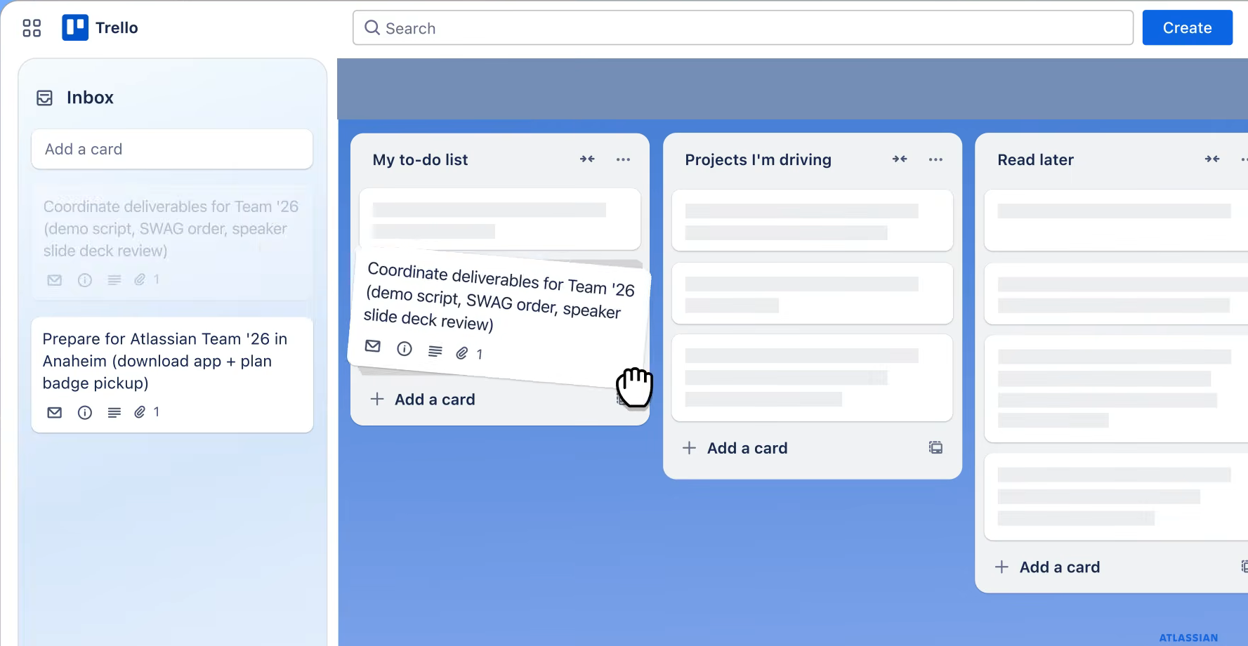 La boîte de réception du nouveau Trello avec un tableau de tâches