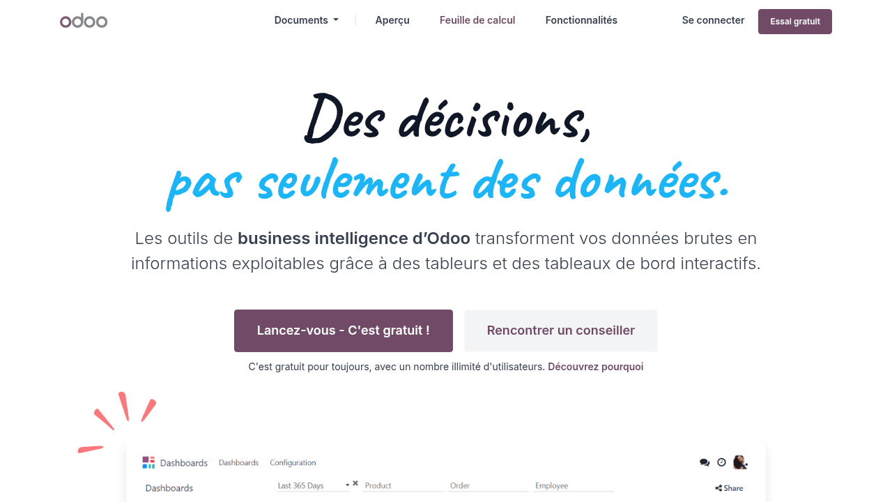 Outils de business intelligence d'Odoo