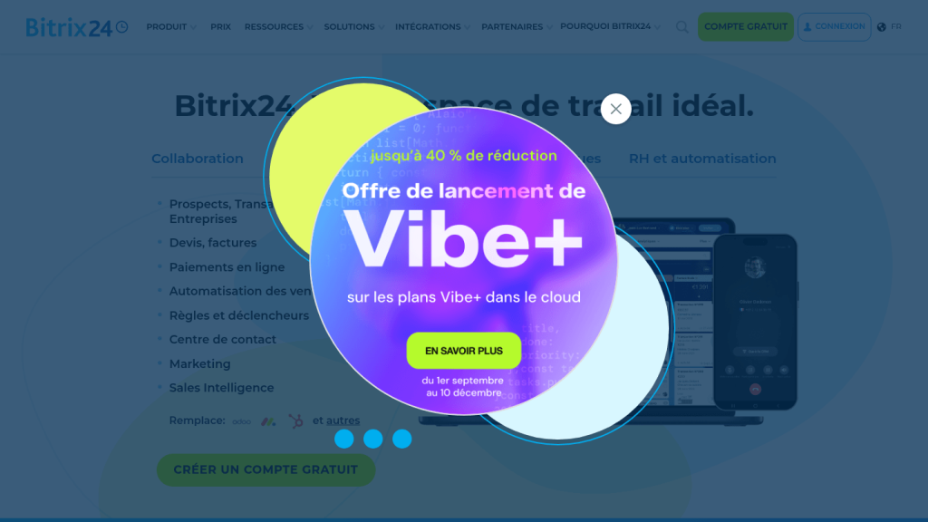 Page d'accueil de Bitrix24 en français