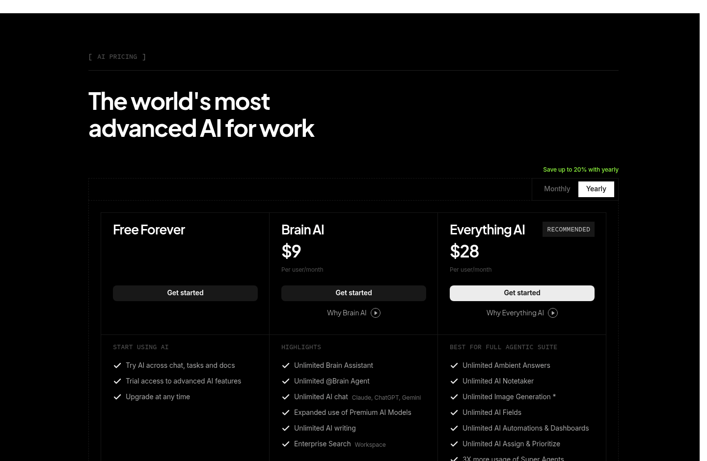 Les forfaits IA de ClickUp en 2026 : Brain AI et Everything AI
