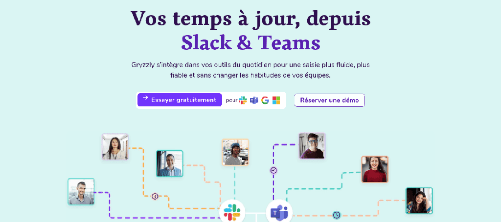 Déclaration des temps depuis Slack et Microsoft Teams avec Gryzzly