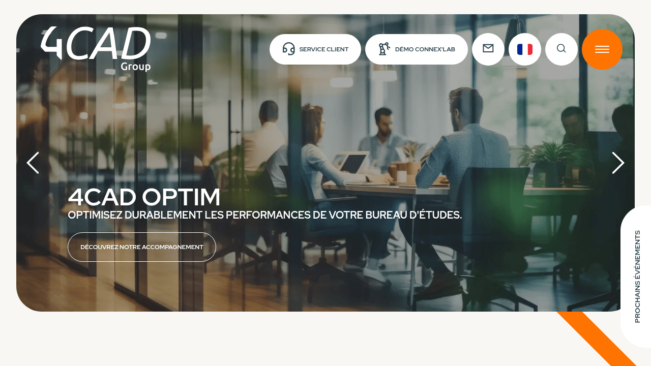 Site de 4CAD Group, intégrateur Sage X3 pour l'industrie