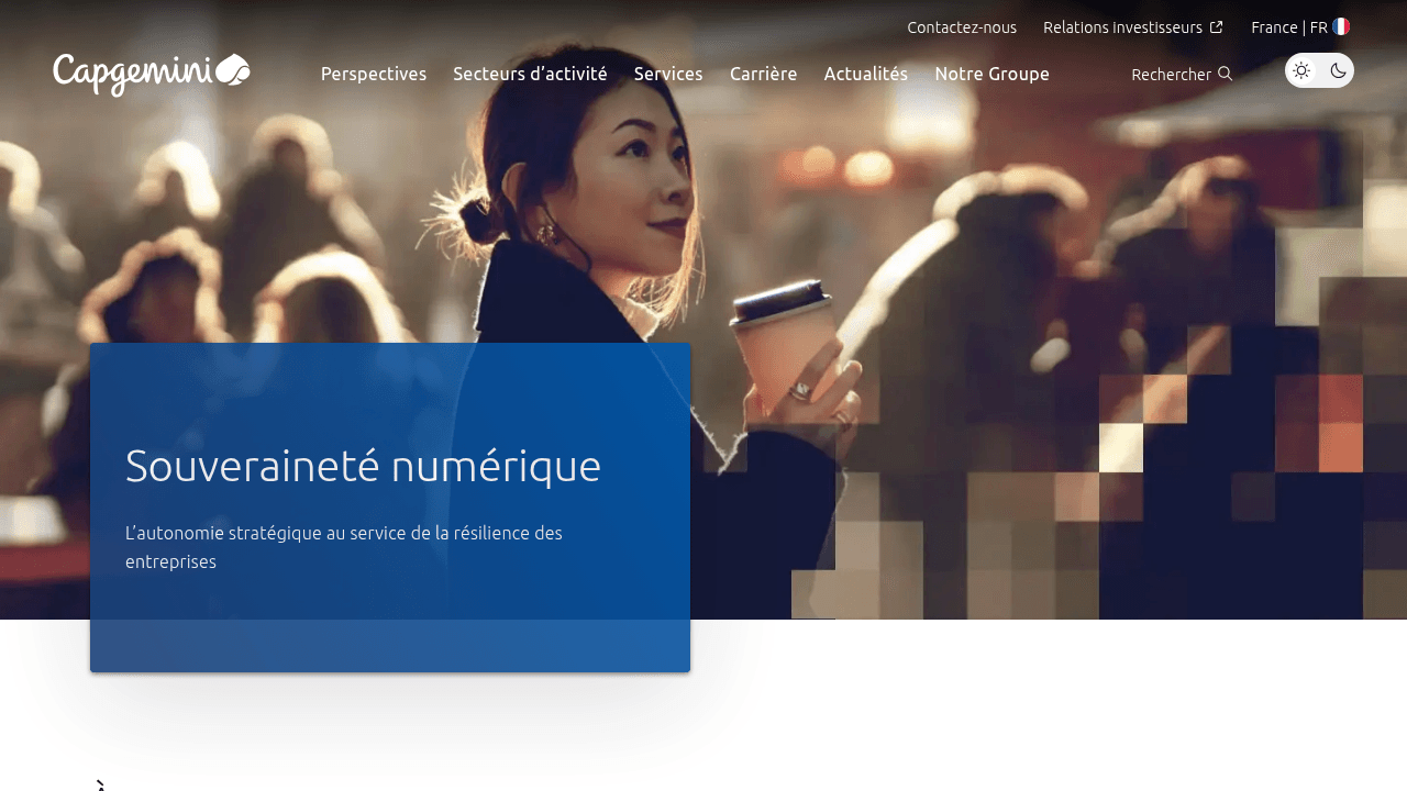 Page d'accueil française de Capgemini, intégrateur ERP