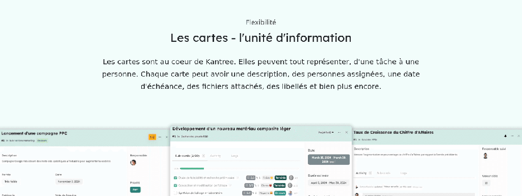Les cartes, unité d'information de Kantree