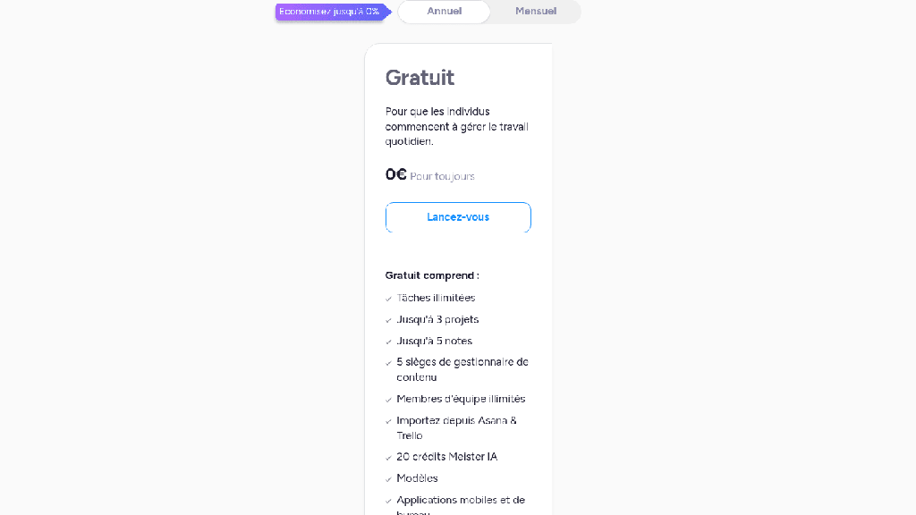 Grille tarifaire de MeisterTask en 2026
