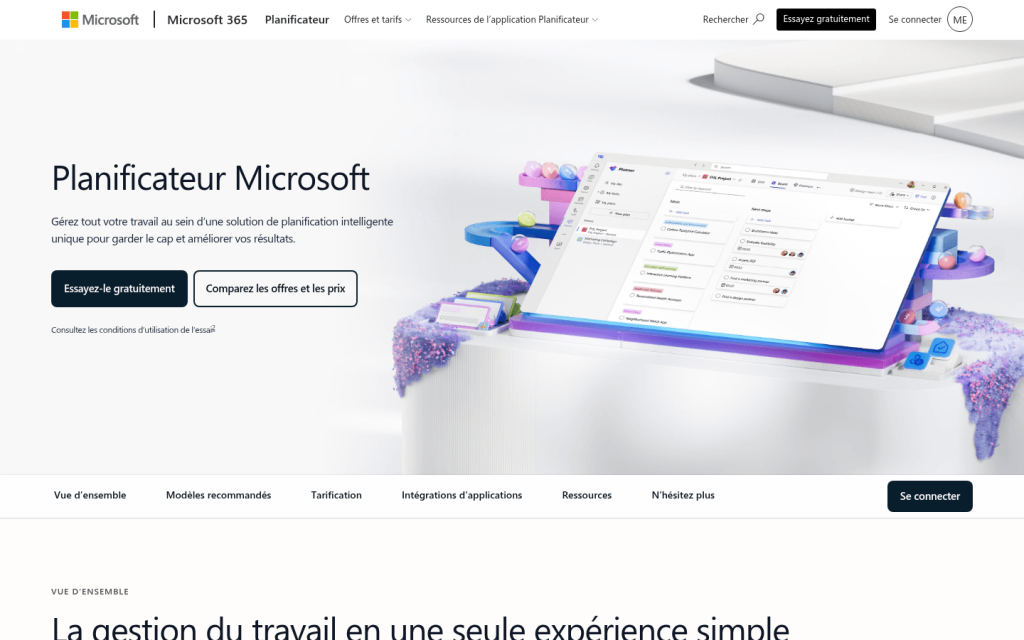 Page officielle du Planificateur Microsoft