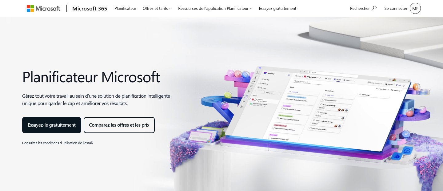 La page française du Planificateur Microsoft en 2026