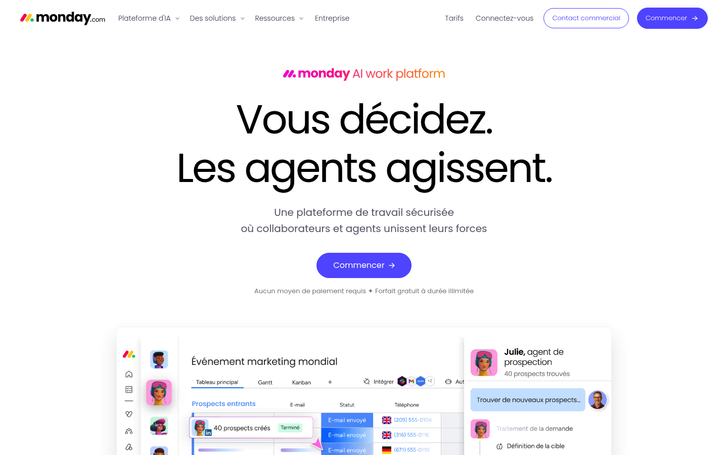 Page d'accueil française de monday.com en 2026