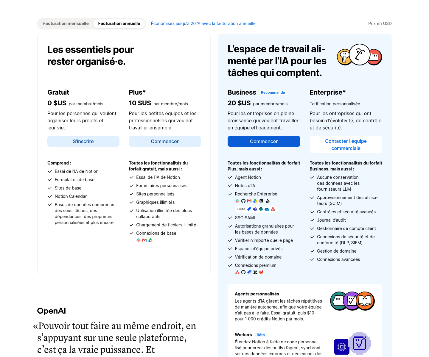 Grille tarifaire de Notion en 2026