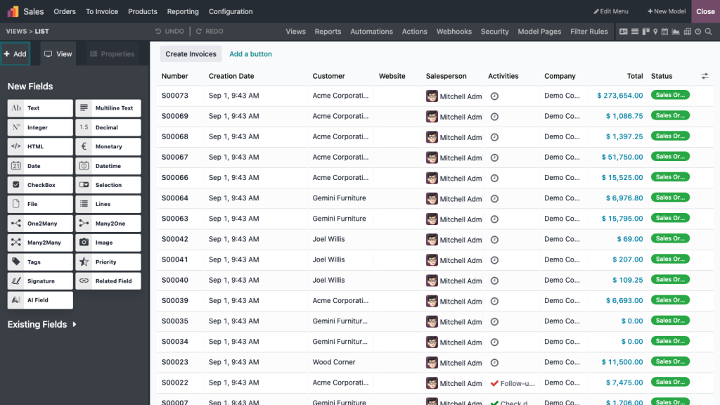 Odoo Studio : ajout de champs sans code sur une vue liste