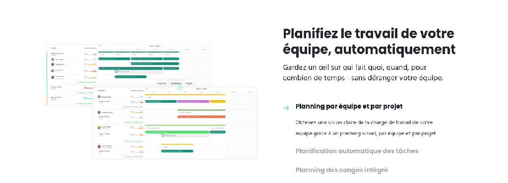 Planificateur d'équipe dans Paymo