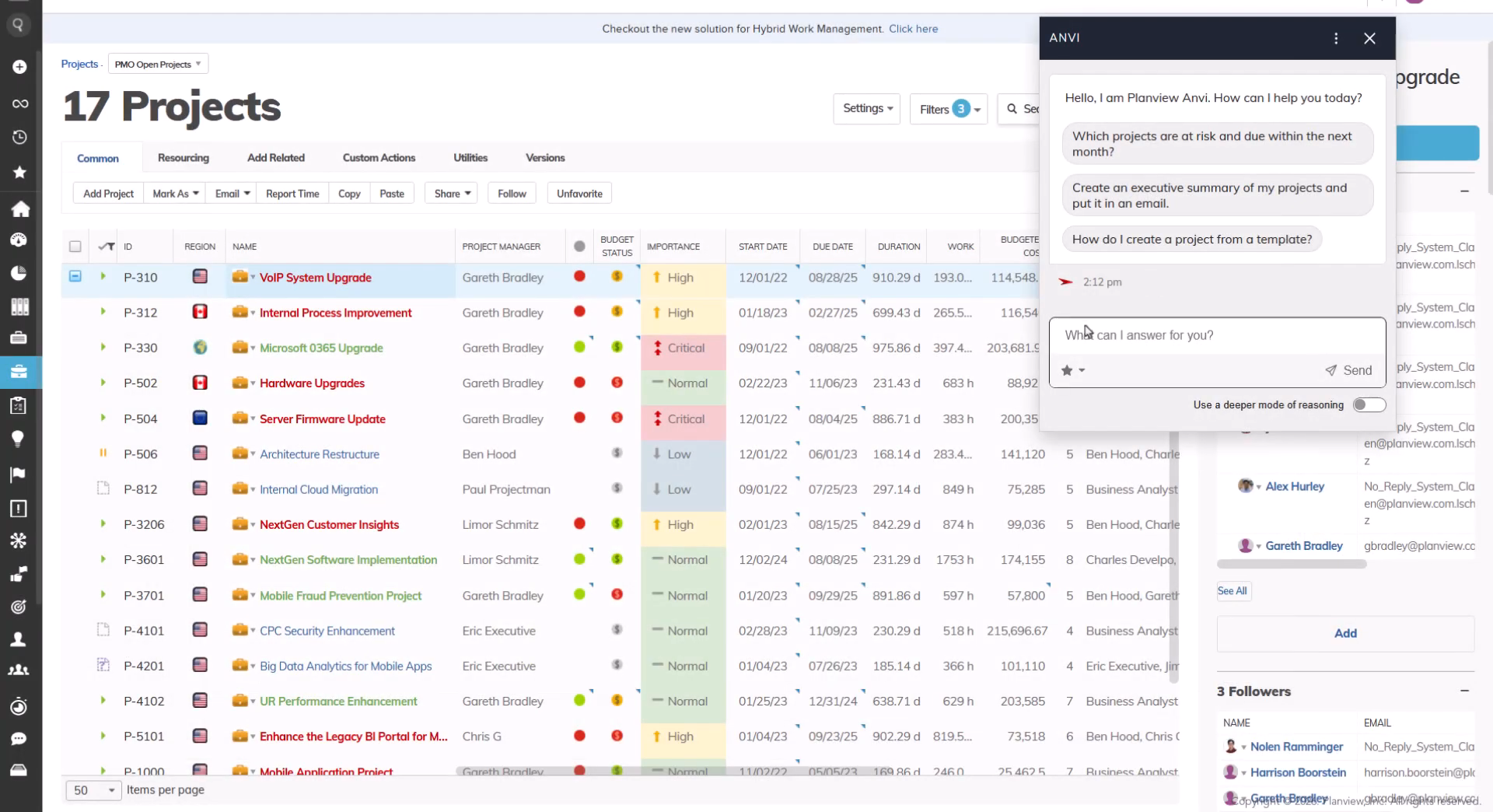 L'assistant Anvi analyse les risques d'un portefeuille dans AdaptiveWork