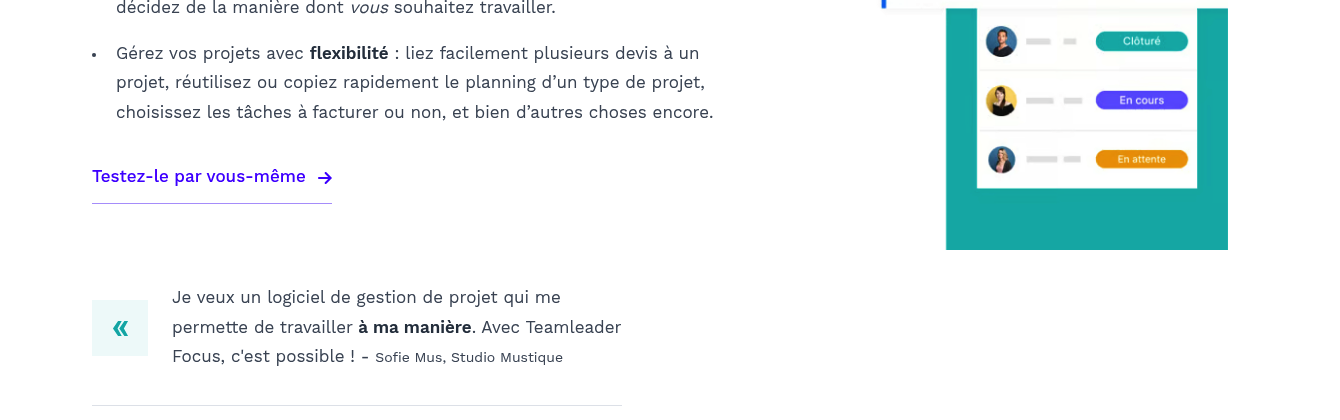 La gestion de projet flexible de Teamleader Focus, vue kanban