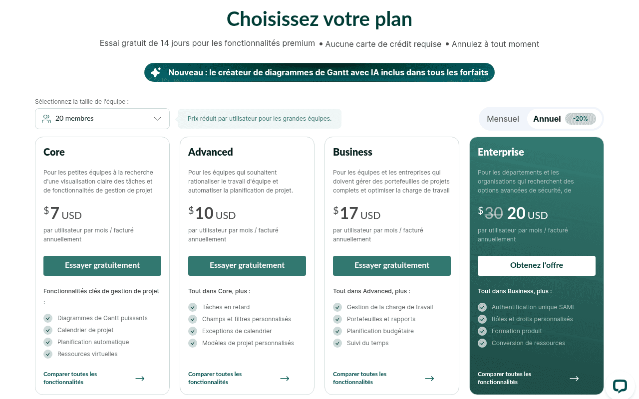 Grille tarifaire GanttPRO en 2026