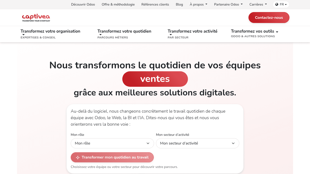 Site de Captivea, intégrateur Odoo Gold Partner