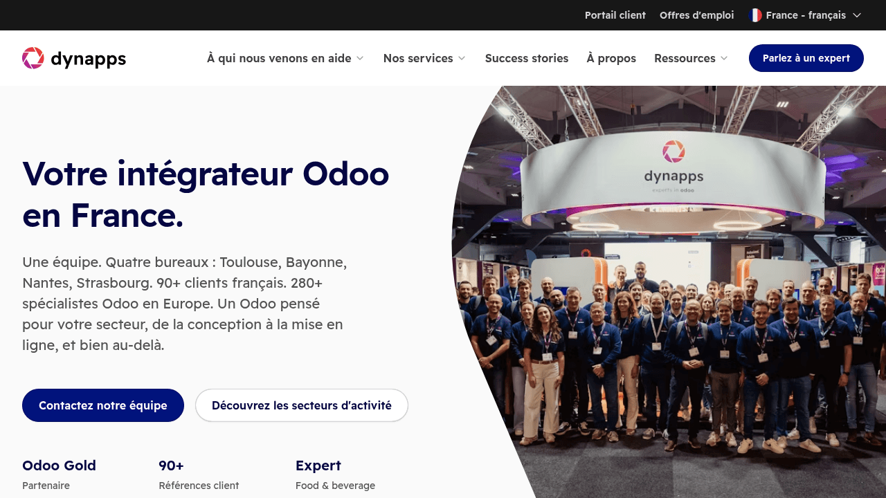 Site de Dynapps France, intégrateur Odoo Gold à Toulouse