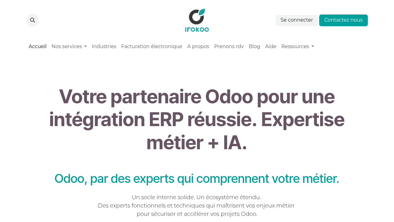 Site d'IROKOO, intégrateur Odoo Gold à Paris