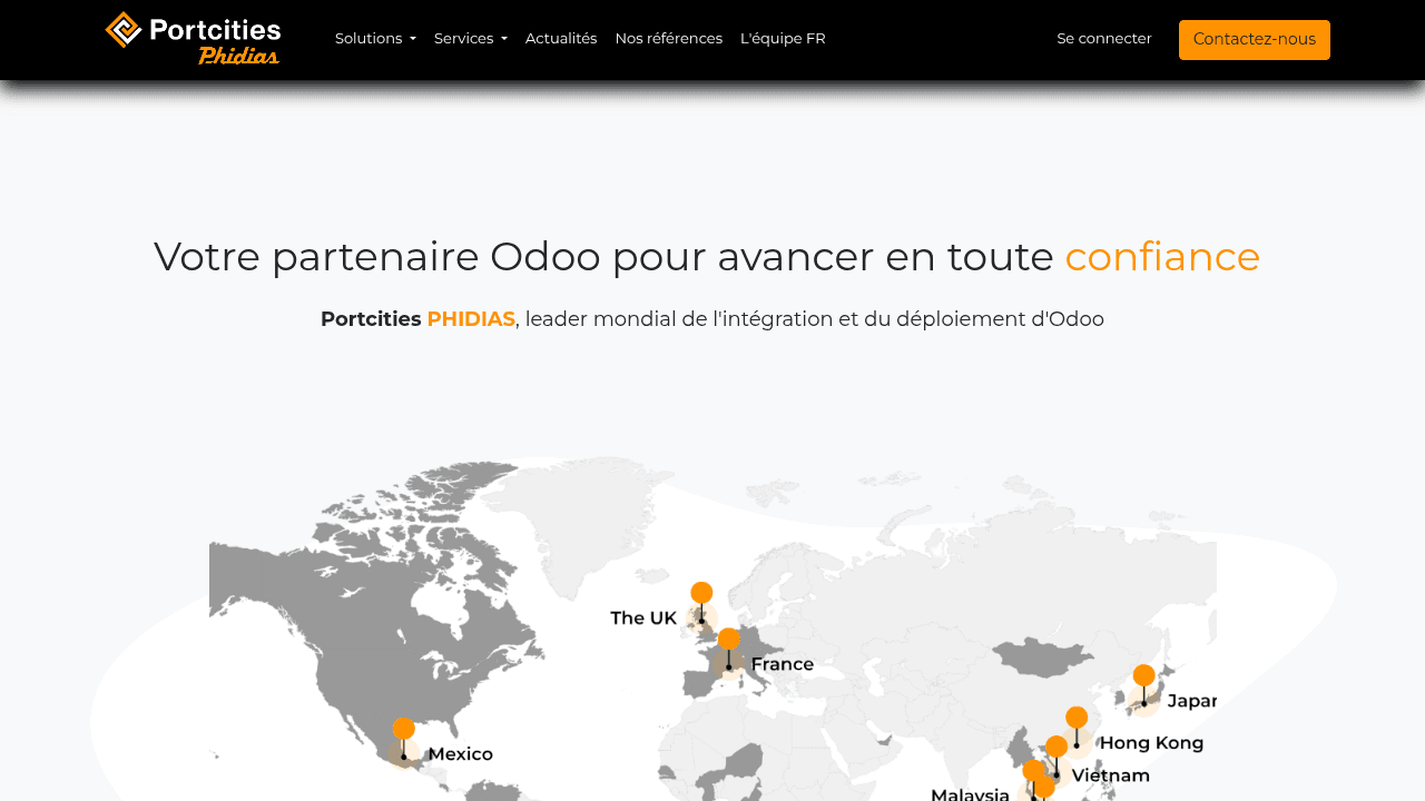 Site de Portcities Phidias, intégrateur Odoo Gold à Marseille