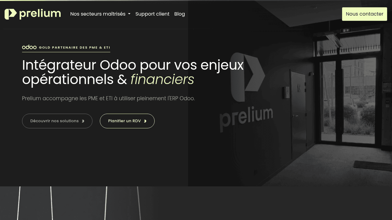 Site de Prelium, intégrateur Odoo Gold dans le Nord