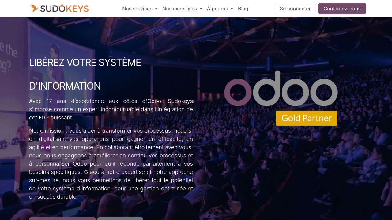 Site de Sudokeys, intégrateur Odoo Gold à Montauban